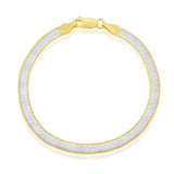 Silver Two-Tone 4mm Reversible Herringbone Chain 18"
