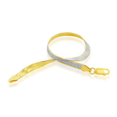 Silver Two-Tone 4mm Reversible Herringbone Chain 18"