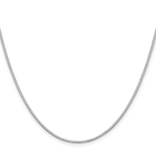 Sterling Silver Rhodium Plated 1mm Box  Chain 18"