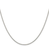 Sterling Silver Rhodium Plated 1mm Box  Chain 18"