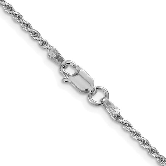 Sterling Silver Rhodium-Plated 1.7mm Diamond-Cut Rope Chain 18"