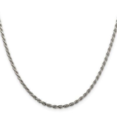 Sterling Silver Rhodium-Plated 2.25mm Diamond Cut Rope Chain – 24"