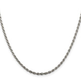 Sterling Silver Rhodium-Plated 2.25mm Diamond Cut Rope Chain – 24"