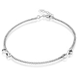 Sterling Silver Double Strand Infinity Anklet 9+1"
