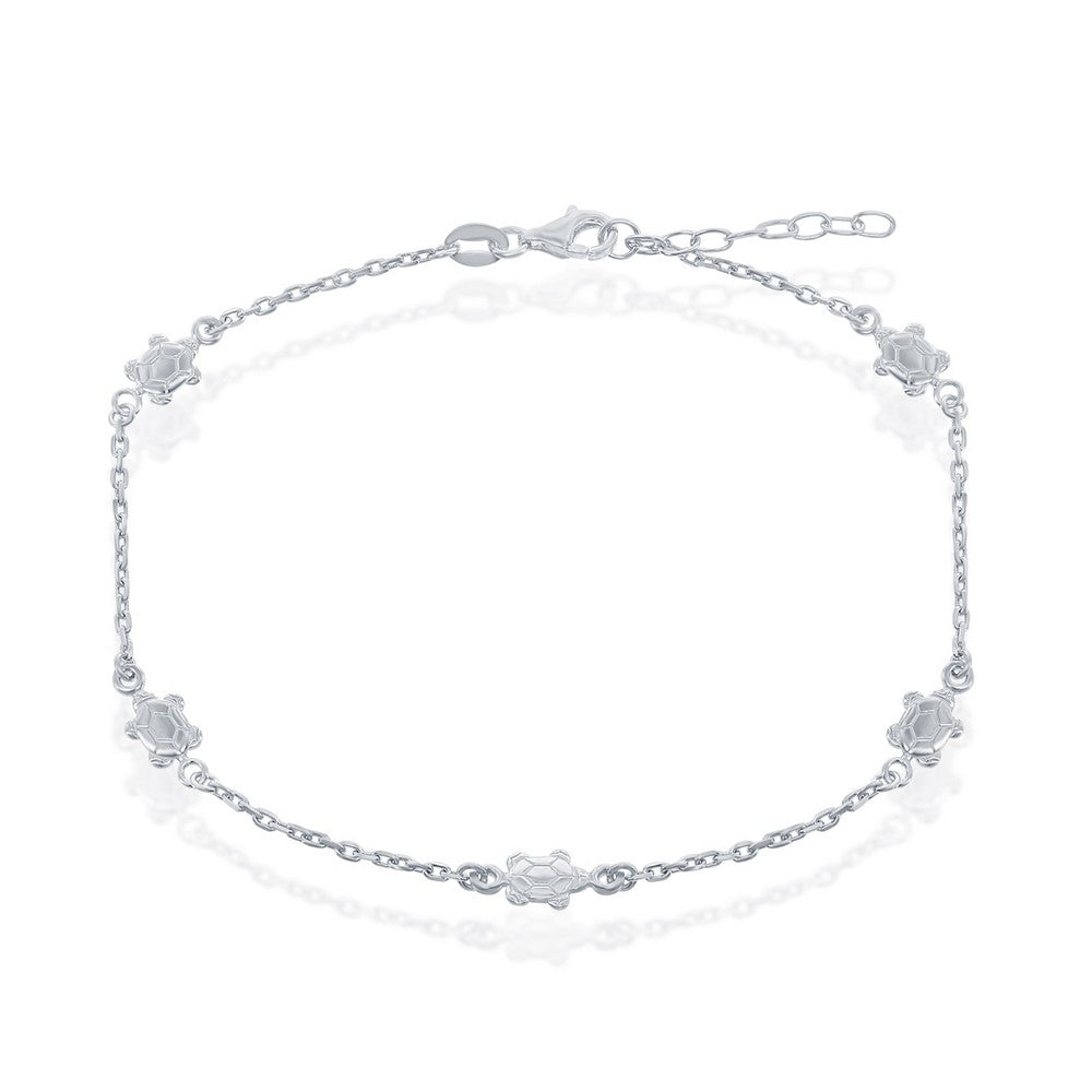 Silver Turtles Anklet 9+1"