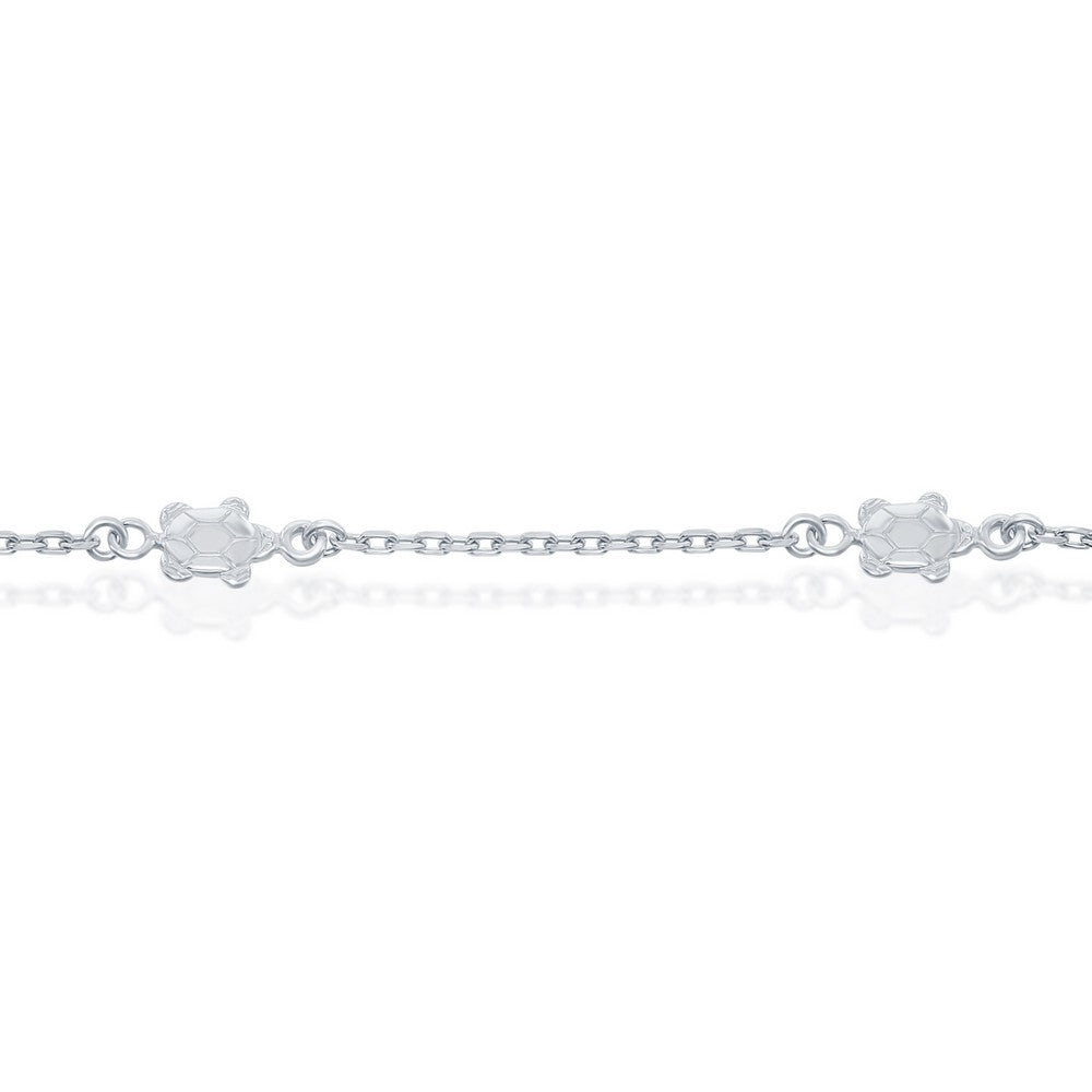 Silver Turtles Anklet 9+1"