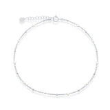 Sterling Silver Pearl Beaded Anklet ~9+1"
