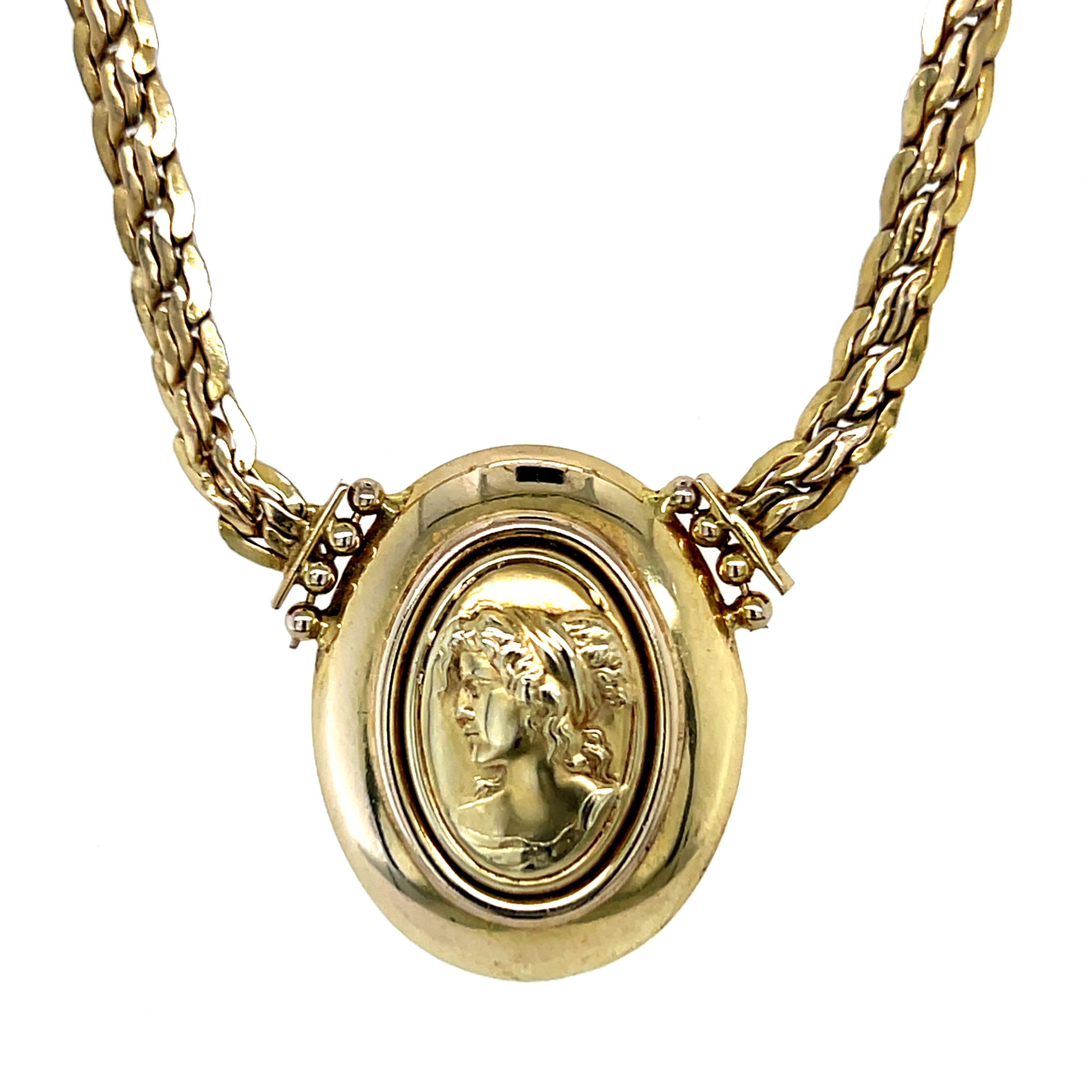 "Rebecca" 14K Yellow Gold 11.4g Vintage Cameo Necklace Estate