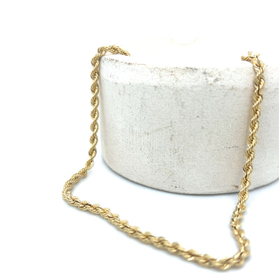 "Rock" 14K Yellow Gold 24" 3mm 21g Solid Rope Chain Estate