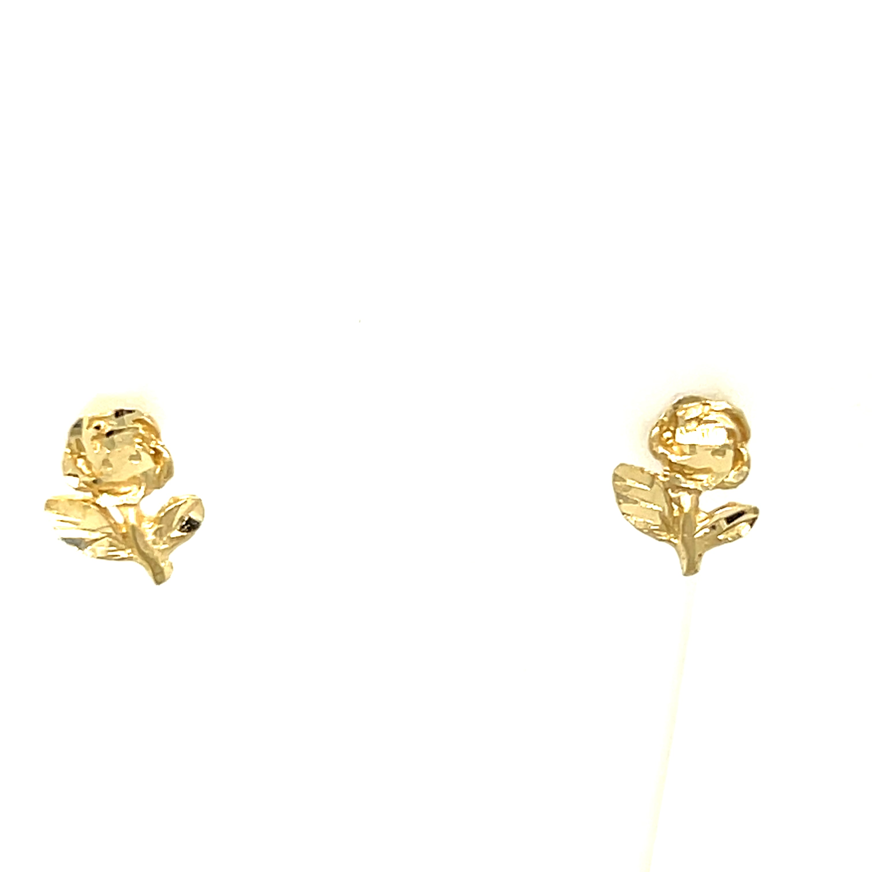 "Rosetta" 14K Yellow Gold Rose Stud Earrings Estate