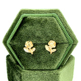 "Rosetta" 14K Yellow Gold Rose Stud Earrings Estate