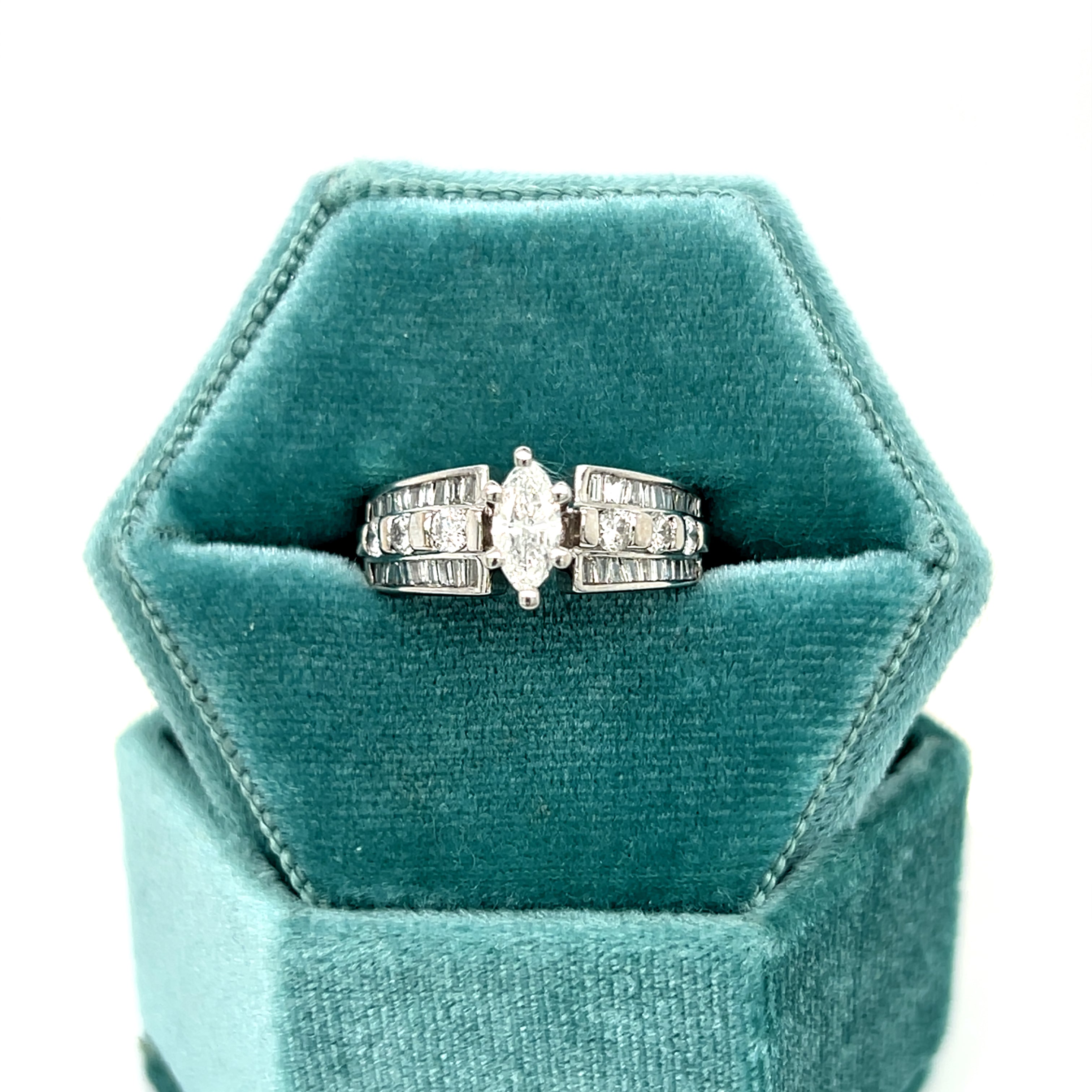 "Roya" 14K White Gold 1.00CTW (0.40CT Center) Diamond Engagement Ring Estate