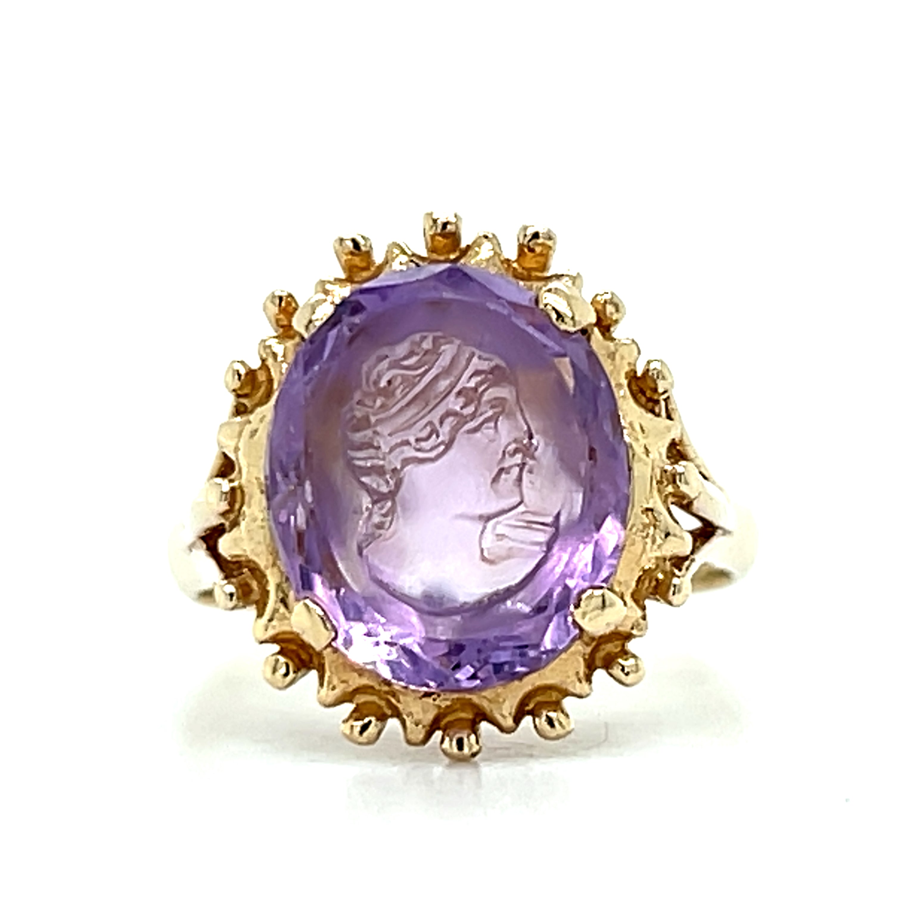 "Royalty" 10K Yellow Gold 10X12mm Amethyst Ring Estate