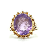 "Royalty" 10K Yellow Gold 10X12mm Amethyst Ring Estate