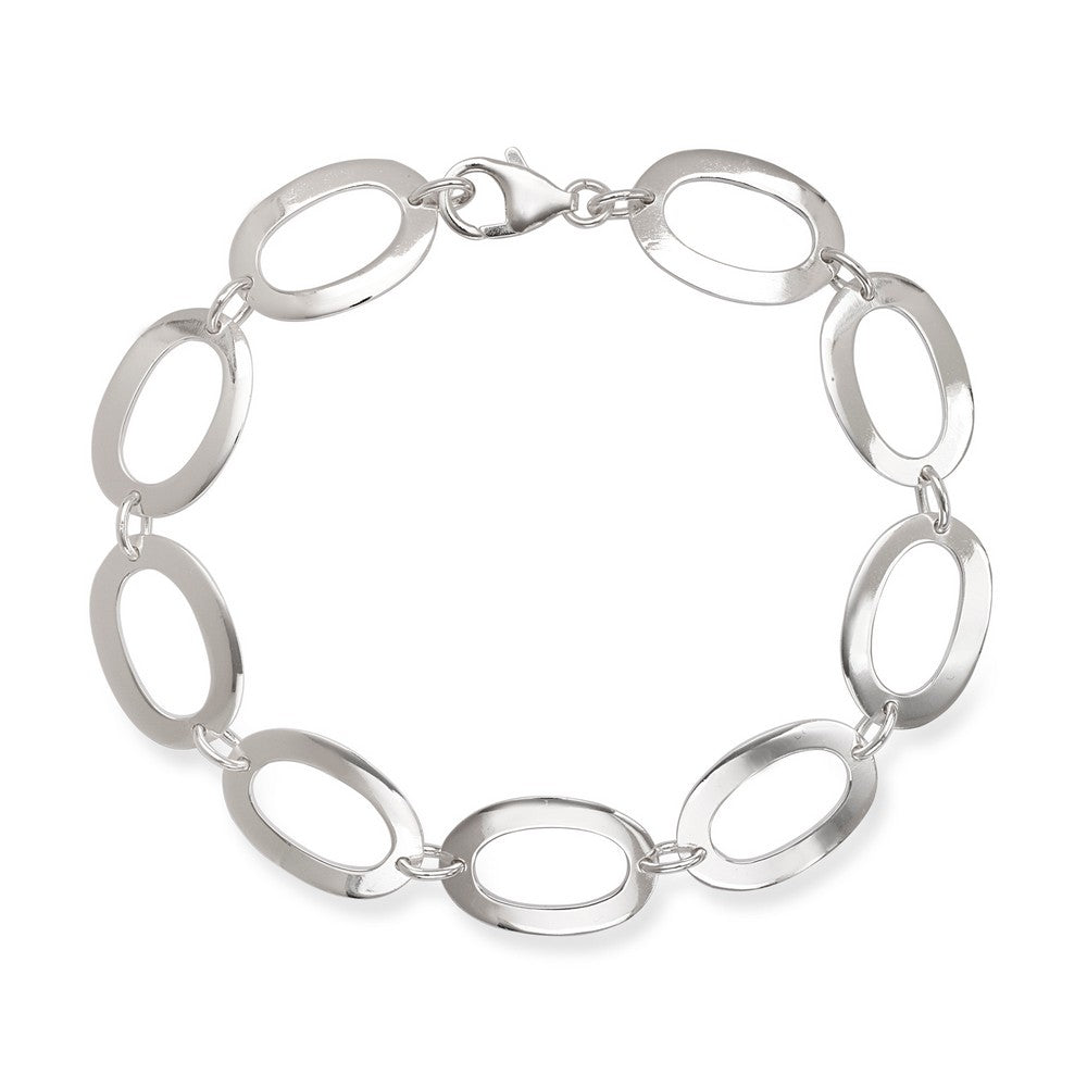 Sterling Silver Open Oval Link Bracelet 8"