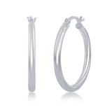 Sterling Silver 3x30mm High-Polished Hoop Earrings