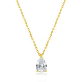 Sterling Silver Gold Plated Solitaire Pear-Shaped Cubic Zirconia Marquise 5x6mm Necklace &  4x5mm Earrings Set 16+2"