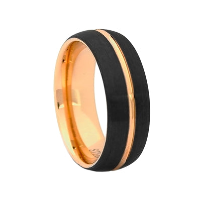 Men's Tungsten Black and Rose Gold Color Wedding Band Size 11