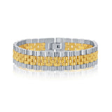 Men’s Stainless Steel Two-Tone Gold Plated Bracelet 8.5"