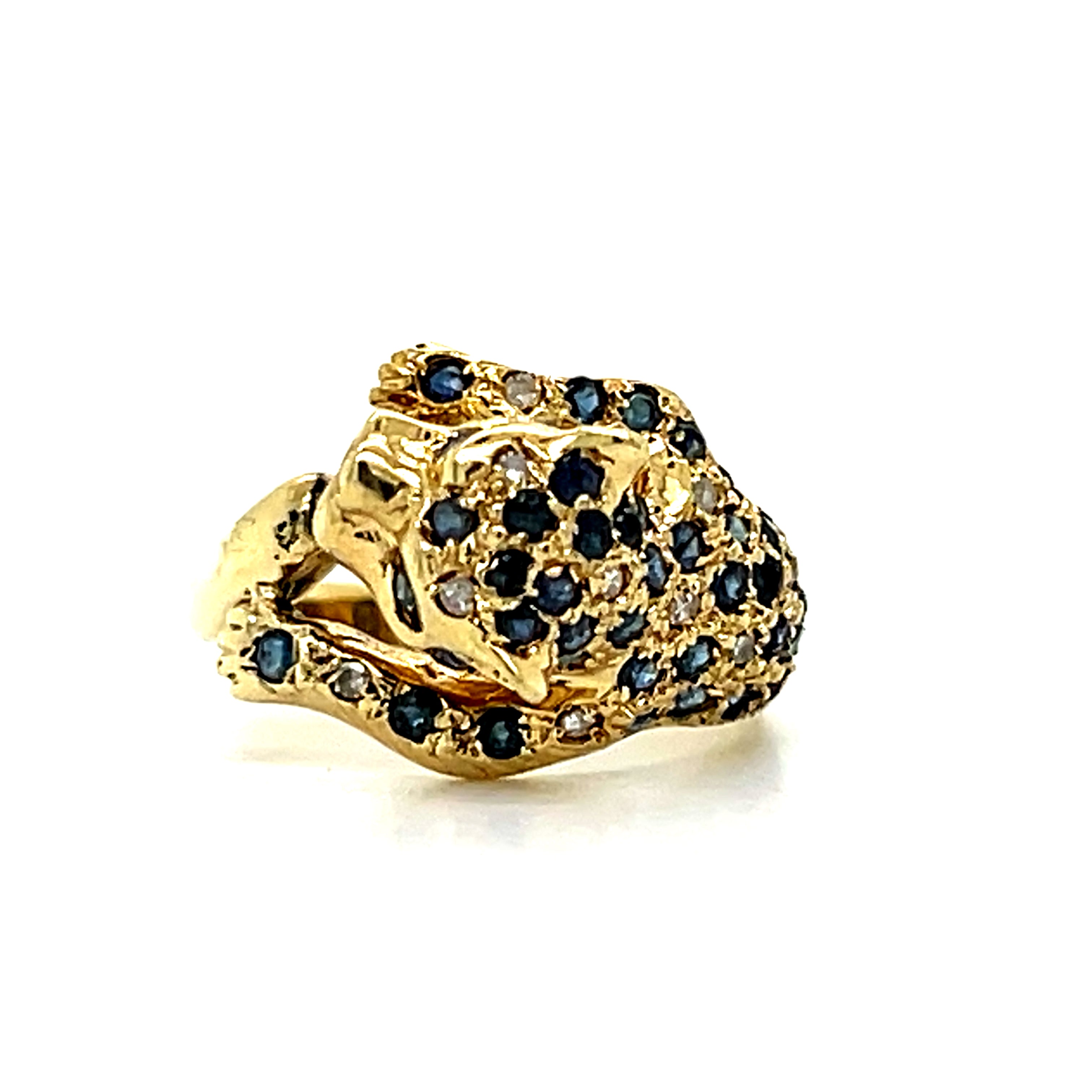 "Saffron" 14K Yellow Gold Sapphire and Diamond Cheetah Ring