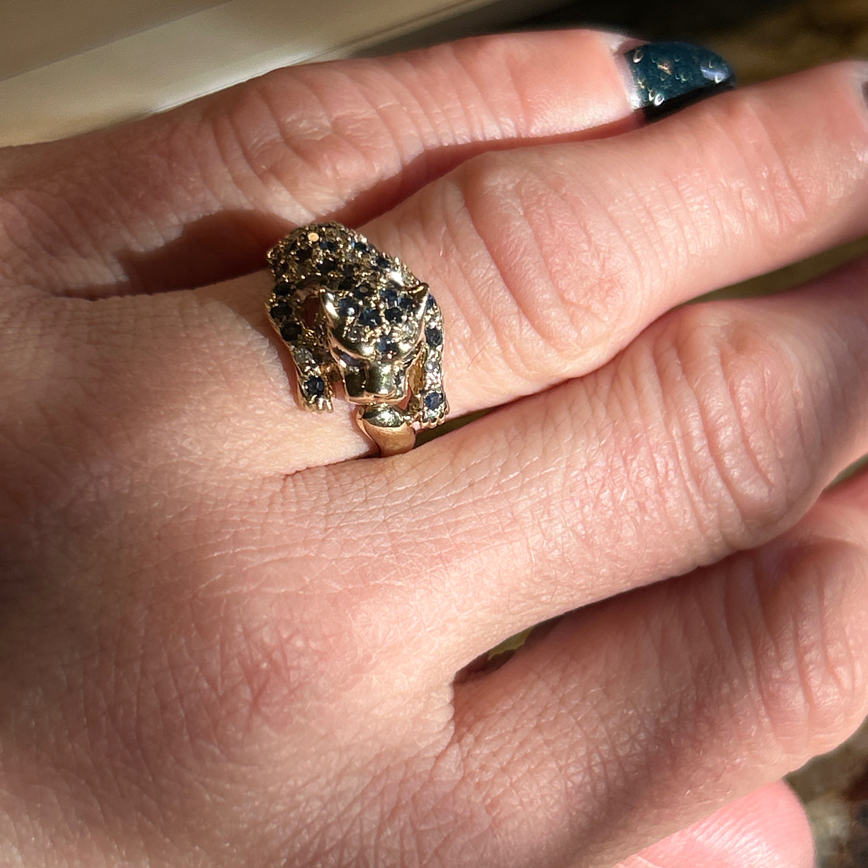 "Saffron" 14K Yellow Gold Sapphire and Diamond Cheetah Ring