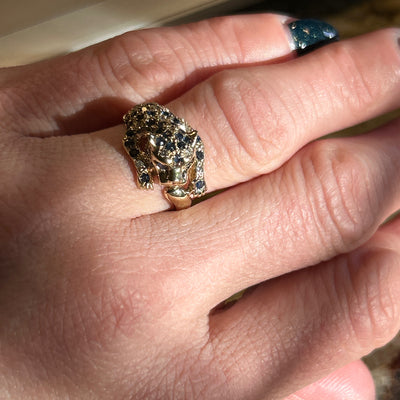 "Saffron" 14K Yellow Gold Sapphire and Diamond Cheetah Ring