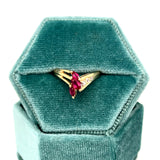 "Sage" 14K Yellow Gold Ruby and Diamond Chevron Fashion Ring Estate