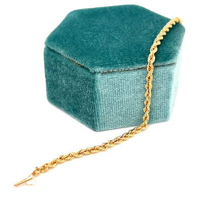 "Sarah" 14K Yellow Gold 2.4mm Rope Bracelet 3.5g Estate