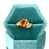 "Sassy" 14K Yellow Gold Oval Mexican Fire Opal Ring with Partial Sandblasted Band Estate