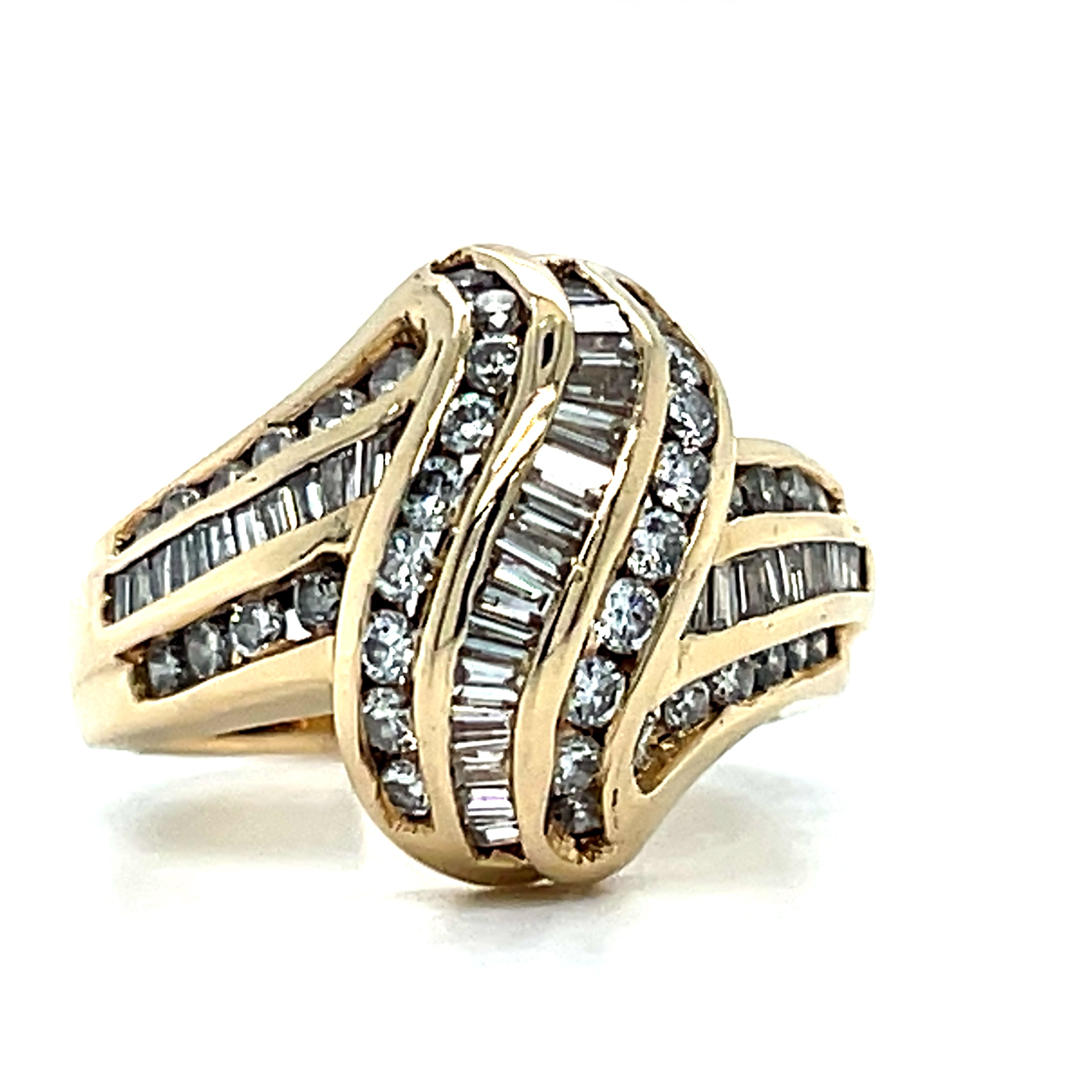 "Serena" 14K Yellow Gold ~1.50 Carat Total Weight Diamond Anniversary Ring Estate