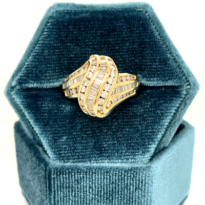 "Serena" 14K Yellow Gold ~1.50 Carat Total Weight Diamond Anniversary Ring Estate