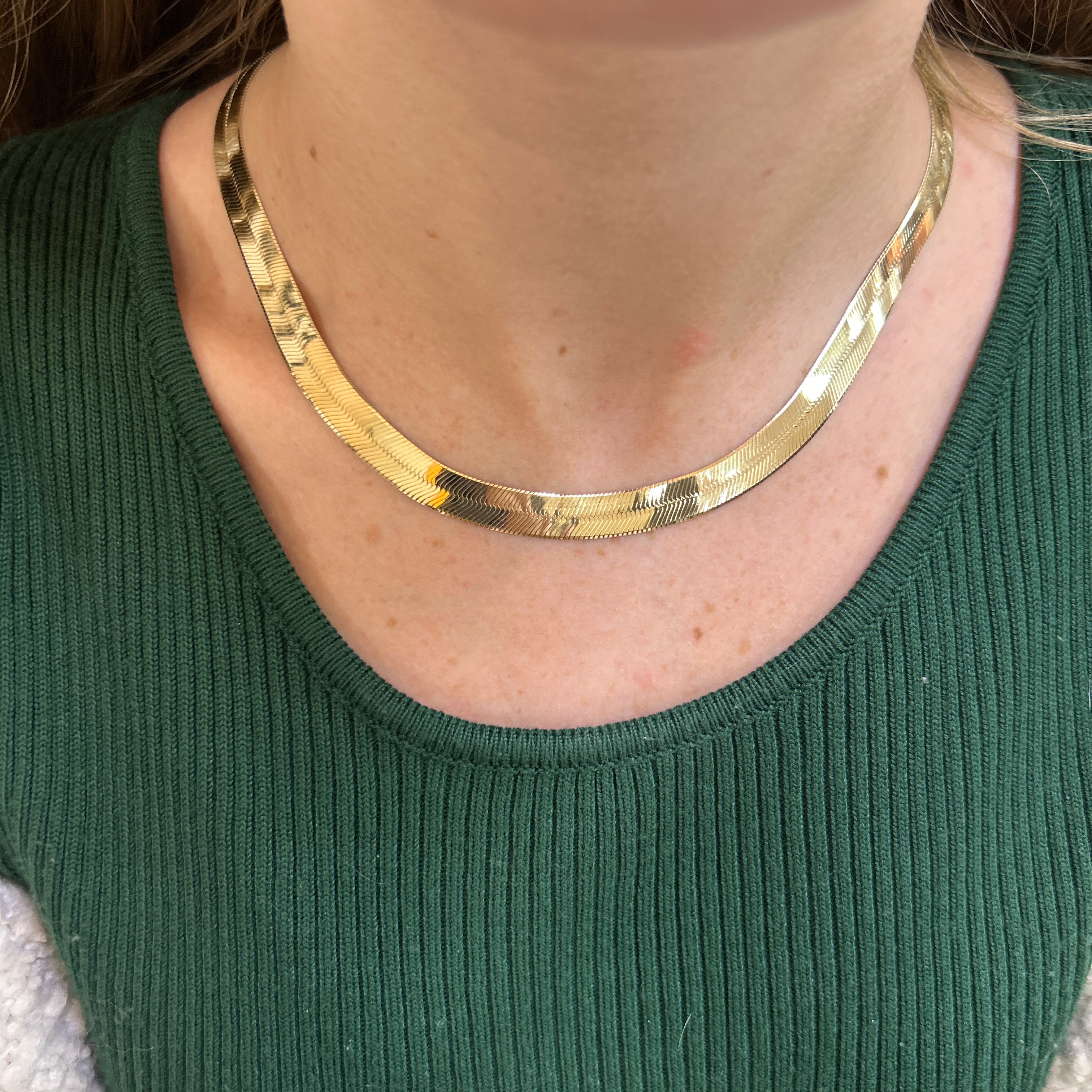 "She" 10K Yellow Gold 17g 8mm Herringbone Chain Necklace 16" PPWBY1125 Estate