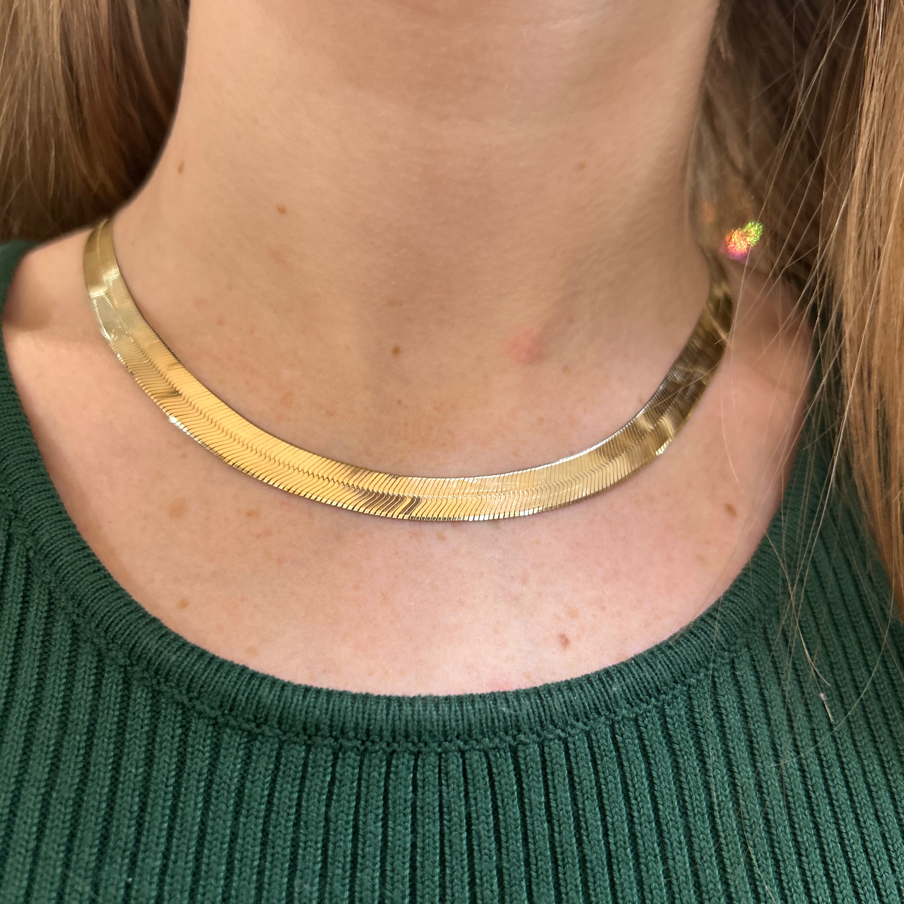 "She" 10K Yellow Gold 17g 8mm Herringbone Chain Necklace 16" PPWBY1125 Estate