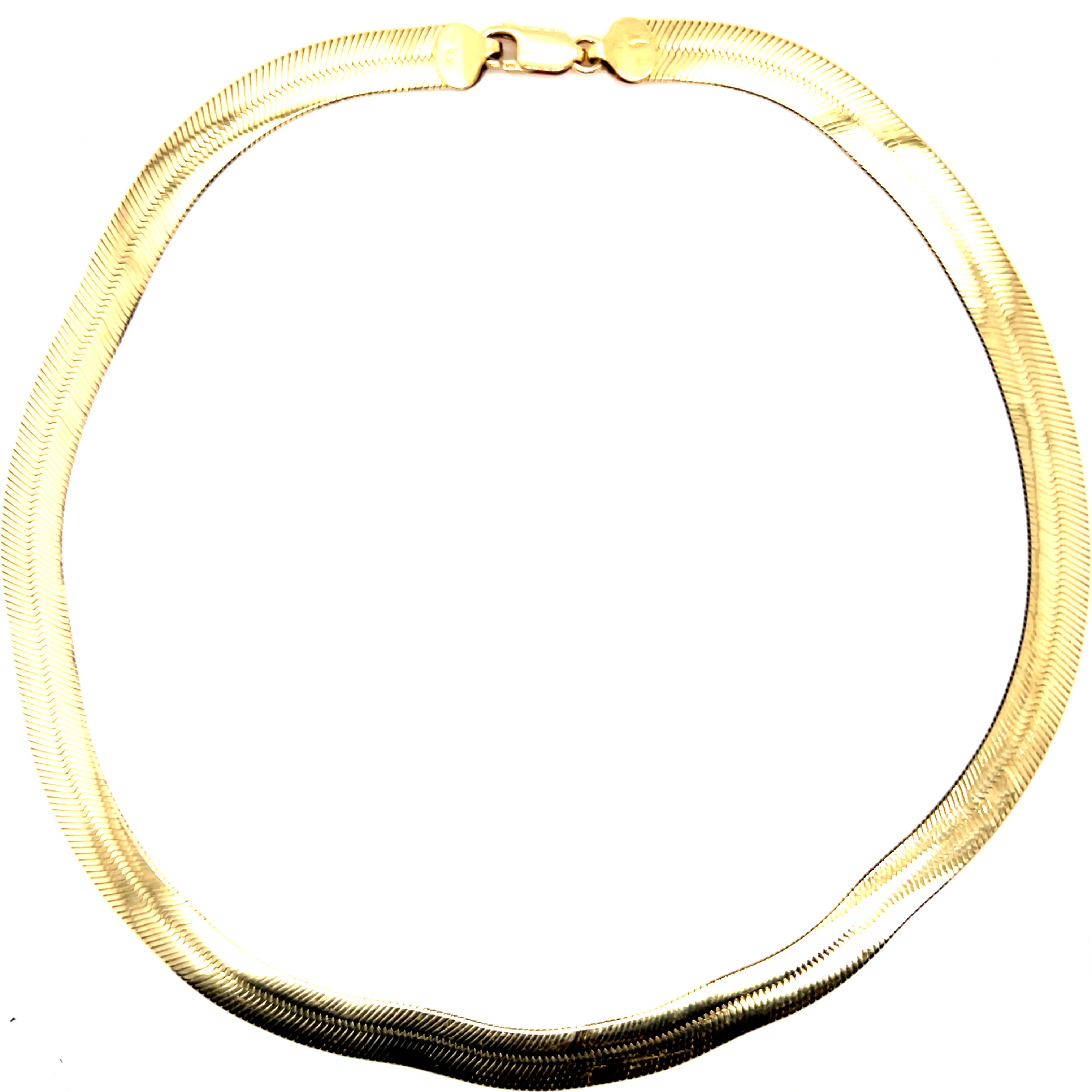 "She" 10K Yellow Gold 17g 8mm Herringbone Chain Necklace 16" PPWBY1125 Estate