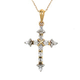 "Sheba" 10K White and Yellow Gold Diamond Cross Pendant Estate