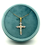 "Sheba" 10K White and Yellow Gold Diamond Cross Pendant Estate