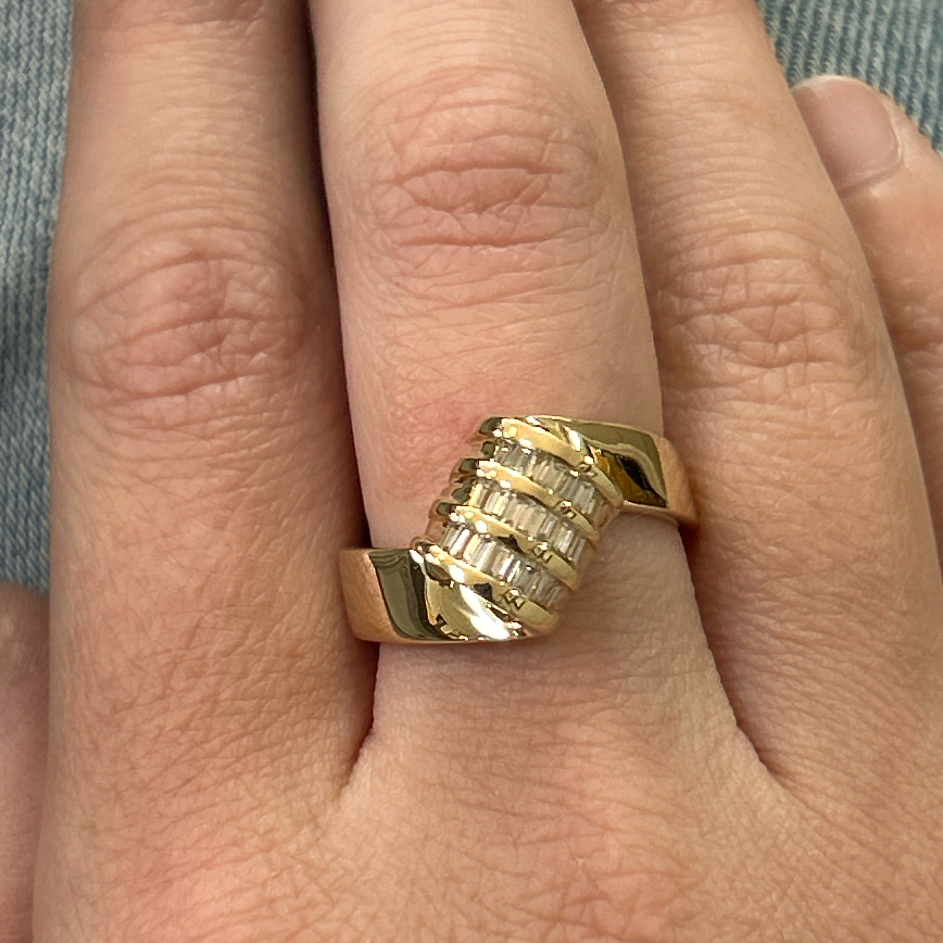 "Shirley"  14K Yellow Gold 0.30CTW Baguette Cut Diamond Oval-Shape Band Ring Estate