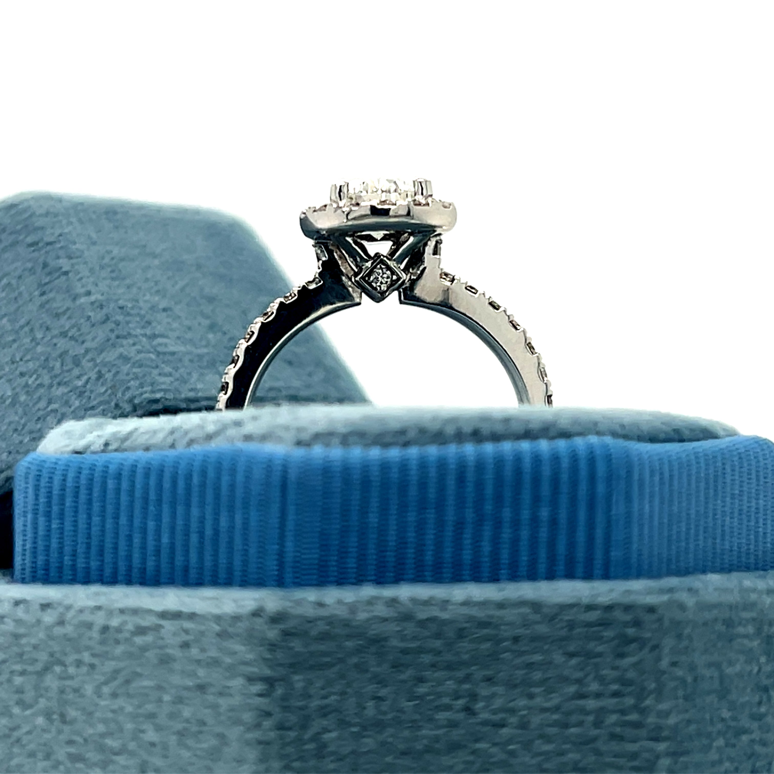 "Sierra" 18K White Gold 1.50 Carat Total Weight (1.00CT Pear-Shaped Center) Diamond Engagement Ring Estate