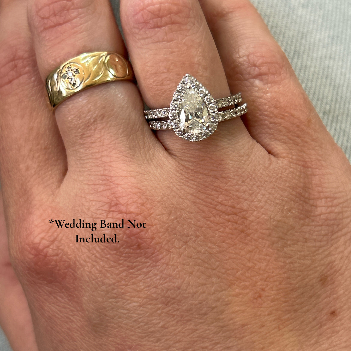 "Sierra" 18K White Gold 1.50 Carat Total Weight (1.00CT Pear-Shaped Center) Diamond Engagement Ring Estate