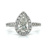 "Sierra" 18K White Gold 1.50 Carat Total Weight (1.00CT Pear-Shaped Center) Diamond Engagement Ring Estate