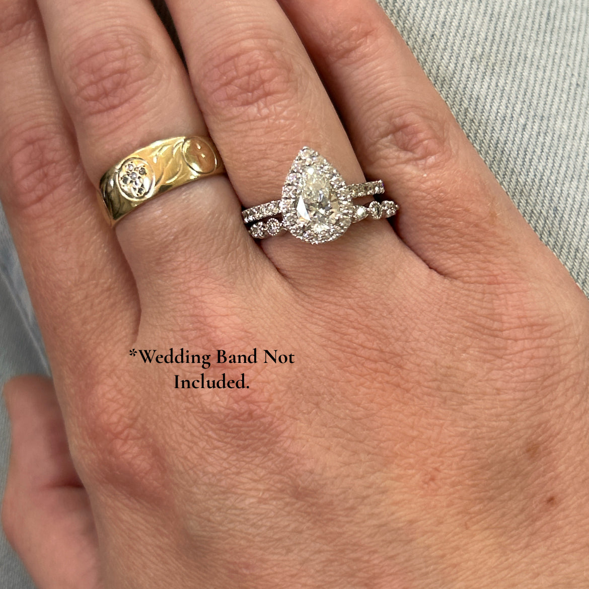 "Sierra" 18K White Gold 1.50 Carat Total Weight (1.00CT Pear-Shaped Center) Diamond Engagement Ring Estate