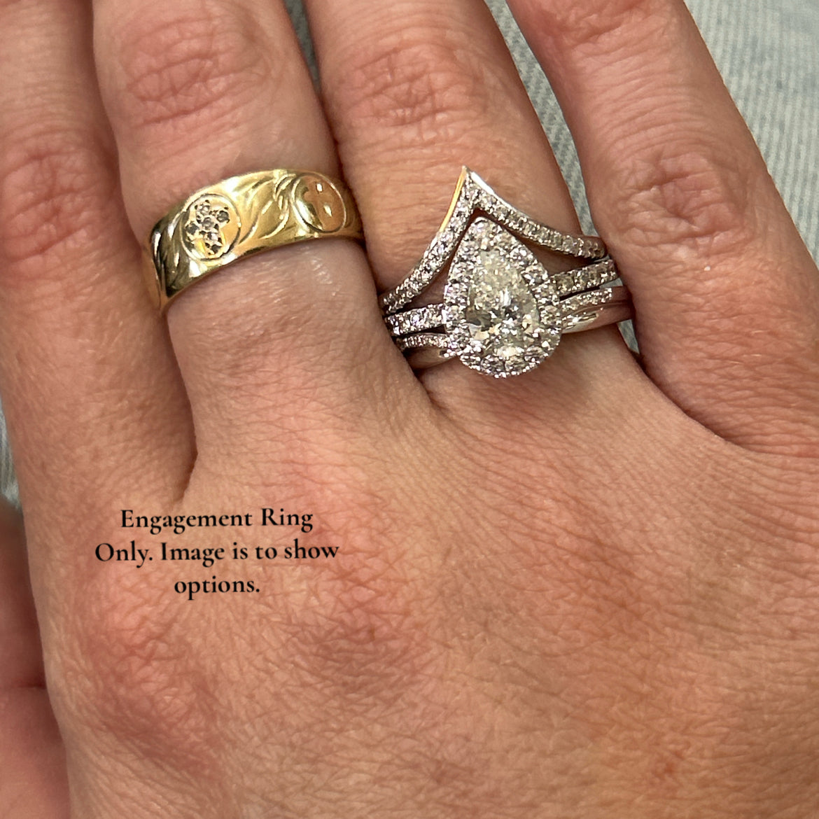 "Sierra" 18K White Gold 1.50 Carat Total Weight (1.00CT Pear-Shaped Center) Diamond Engagement Ring Estate
