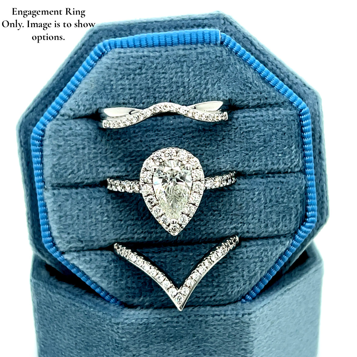 "Sierra" 18K White Gold 1.50 Carat Total Weight (1.00CT Pear-Shaped Center) Diamond Engagement Ring Estate