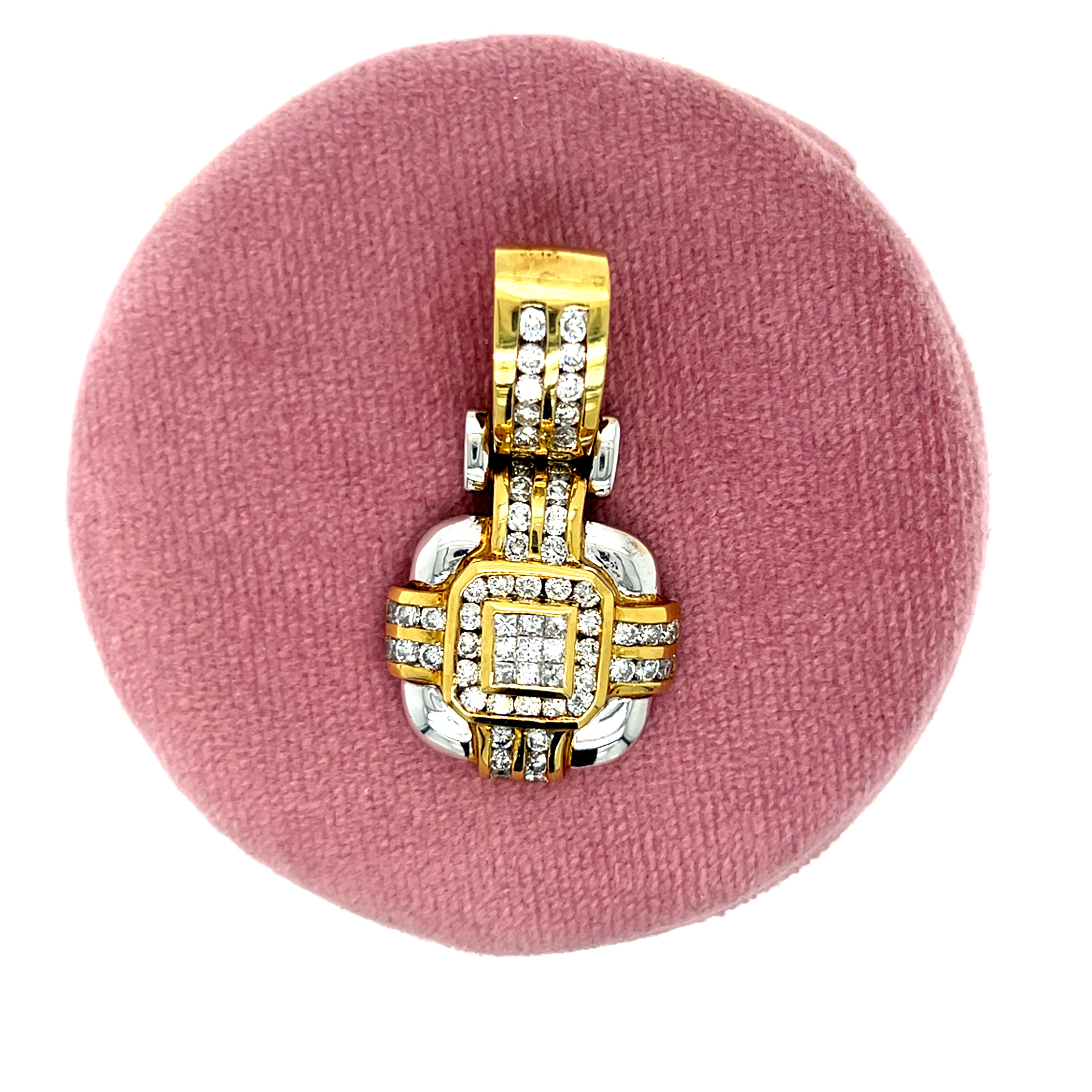 "Lucille" 18K White and Yellow Gold 2CT Diamond Slide Pendant a part of our Estate Collection 120PPWTT