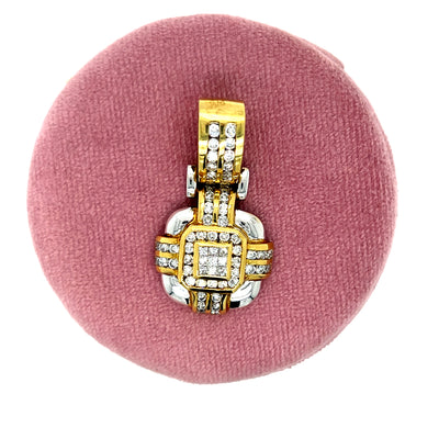 "Lucille" 18K White and Yellow Gold 2CT Diamond Slide Pendant a part of our Estate Collection