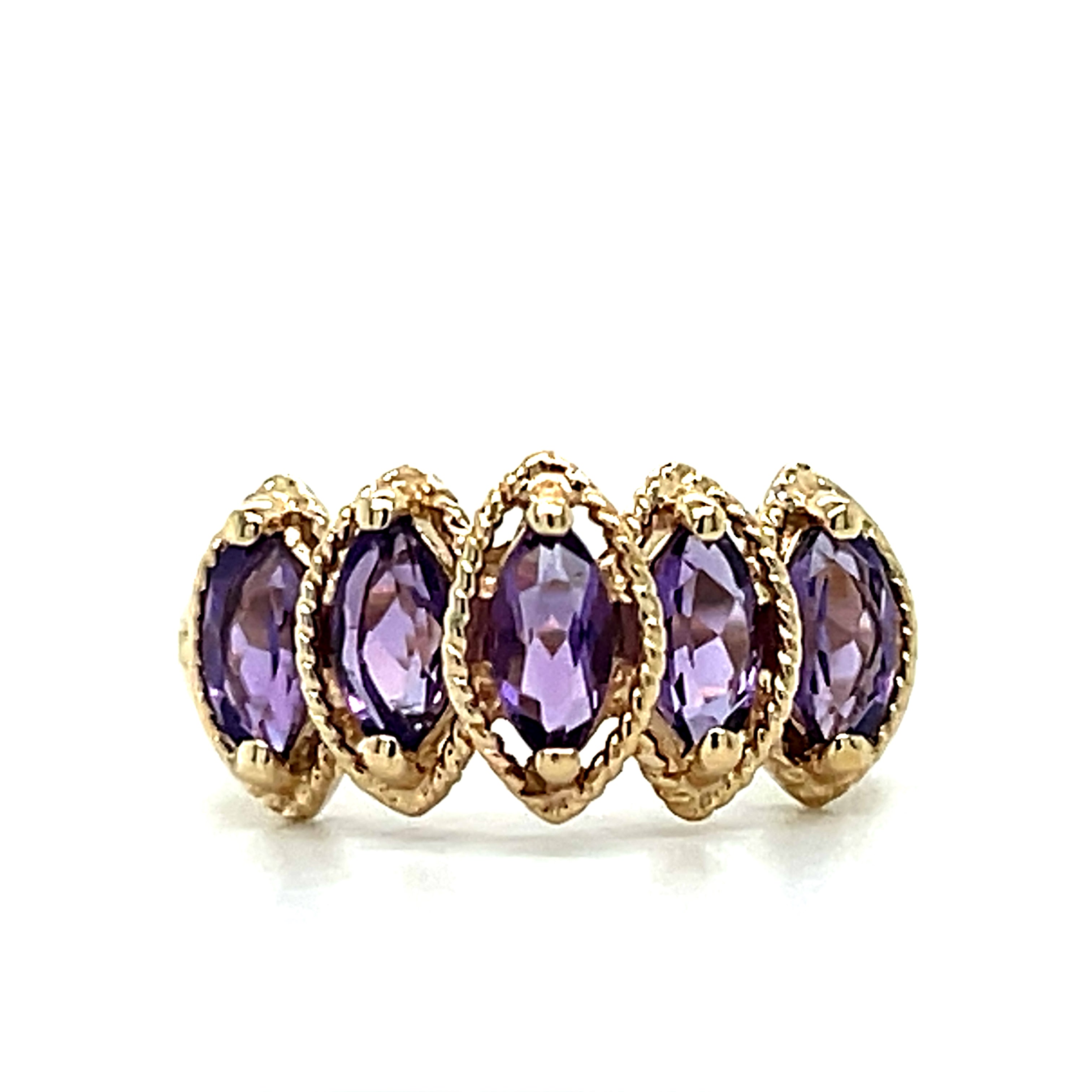 "Sofia"  10K Yellow Gold Amethyst Cocktail Ring Estate