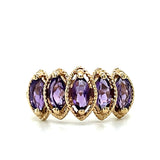 "Sofia"  10K Yellow Gold Amethyst Cocktail Ring Estate