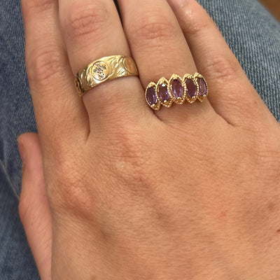 "Sofia"  10K Yellow Gold Amethyst Cocktail Ring Estate
