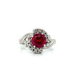 14K White Gold 7mm Created Spinel & 0.15CT Diamond Ring (Estate)