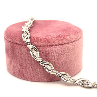 "Steffie" 10K White Gold 1.00CTW Diamond Bracelet Estate 7"